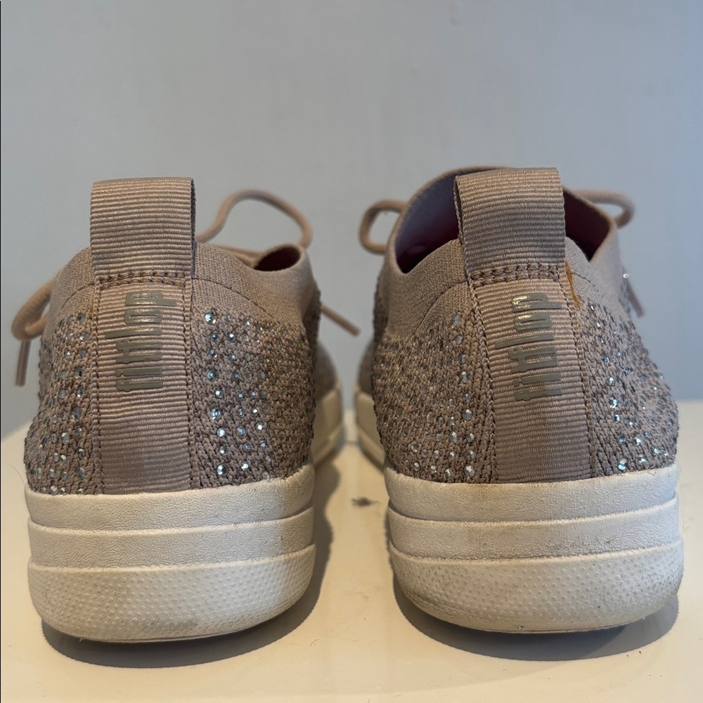 Fitflop Beige Knit Sneakers with Sparkle size 8 - Picture 4 of 12